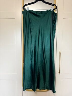 Nasty Gal Green Satin Maxi